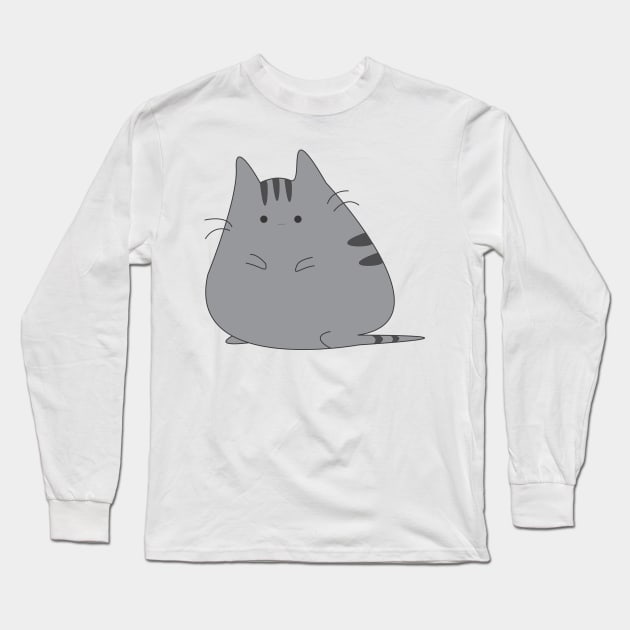 Cute Fat Cat Illustration Long Sleeve T-Shirt by CuteDesigns